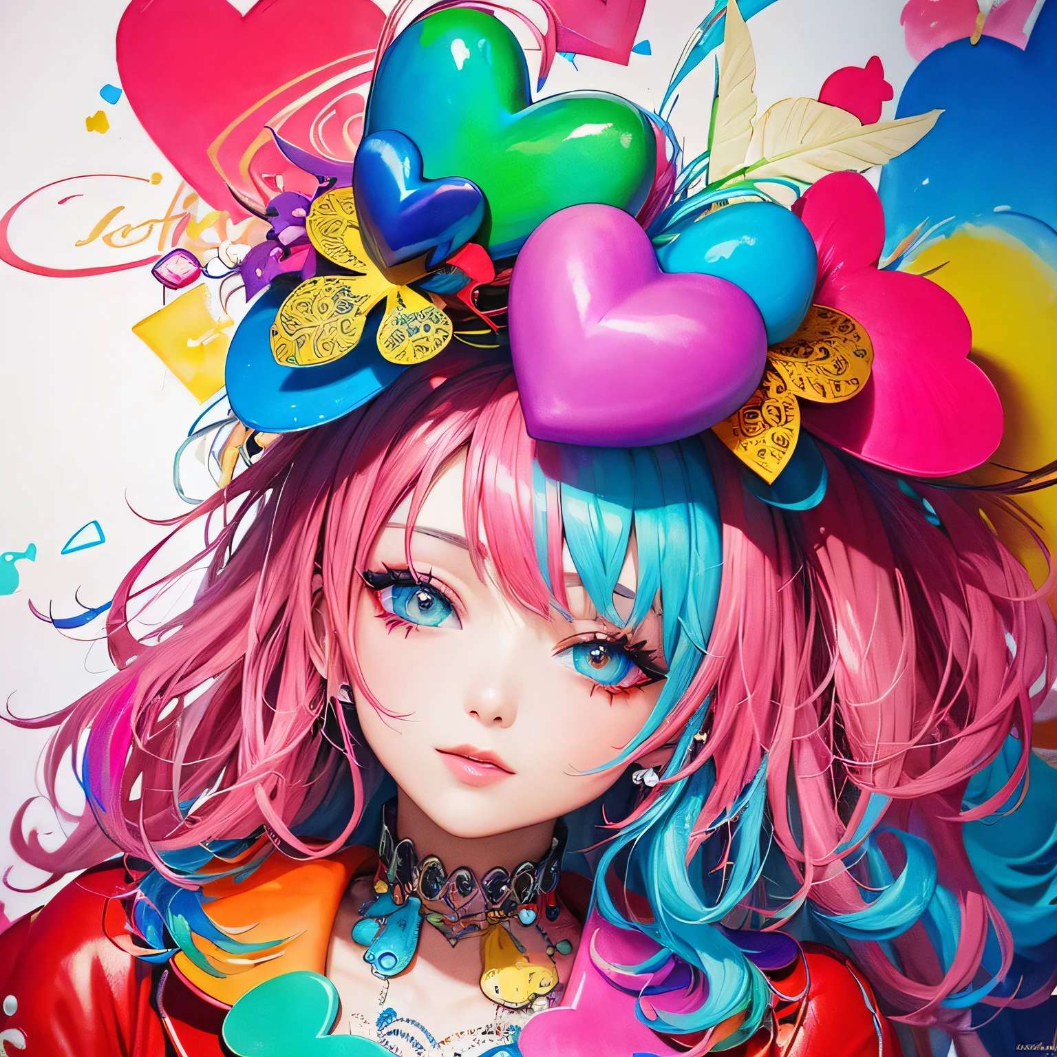 Black Star Red and White Style、(((stylish fashion))), 8K Quality、Intense watercolor, Detailed watercolor art, Watercolor splash, Surreal, avant-garde pop art, Beautiful and expressive paintings, Beautiful artwork illustration, Very colorful tones, wonderful, Cool beauty, highest quality、Official Art, Vector art, Stylish design, (((The most beautiful girl))), (((highest quality))), HDR, ((detailed)), (((Doodle Art)), ((masterpiece)), ((Super detailed)), (((Colorful hearts))),(((Stylish))),