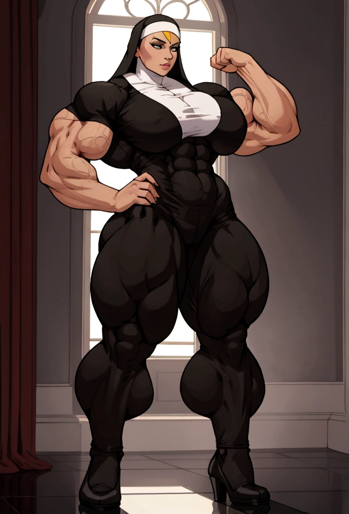 huge muscle woman at your service hard abs futa big pecs shirt yoga pants nun