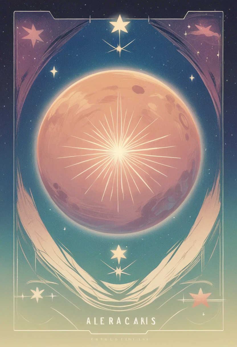 Anime-style poster、It depicts two contrasting planets and a near-future space landscape ,One planet is dark and dead, The other is bright and lively. Different planets and stars on background、Gives the viewer a sense of endless space and adventure waiting for the protagonist.  Gentle colors