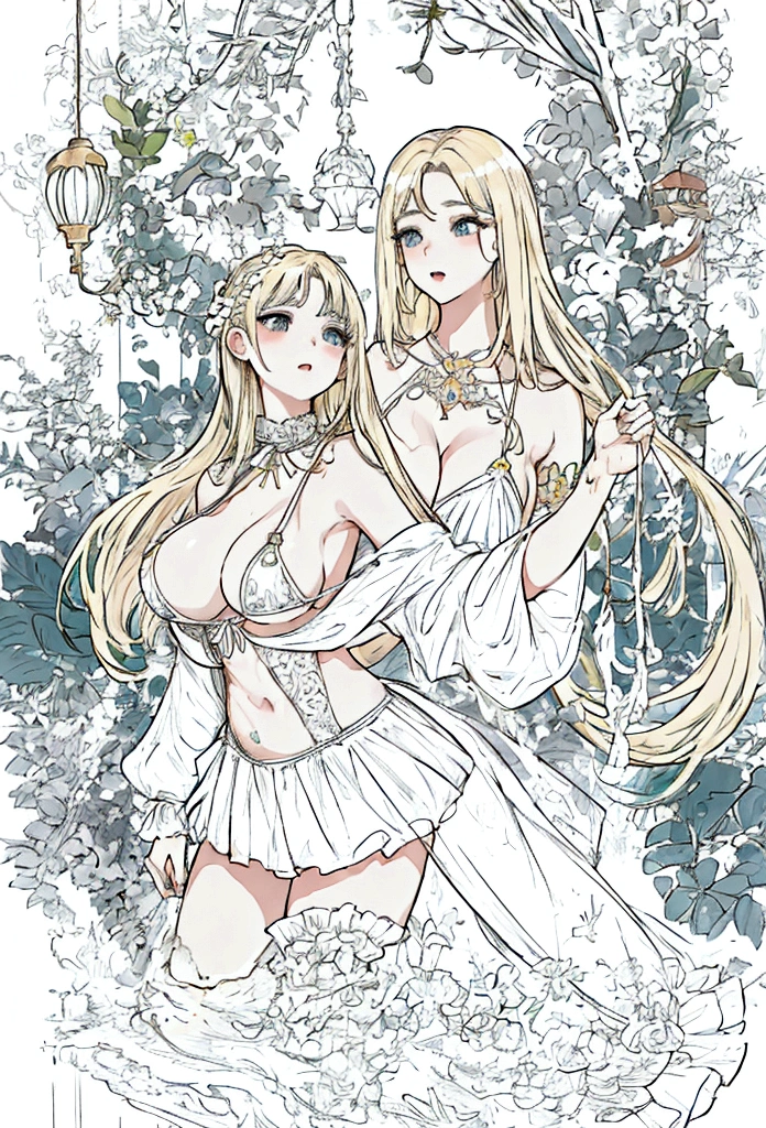 beautiful girl、Blonde、long hair、straight、Swimwear、Big 