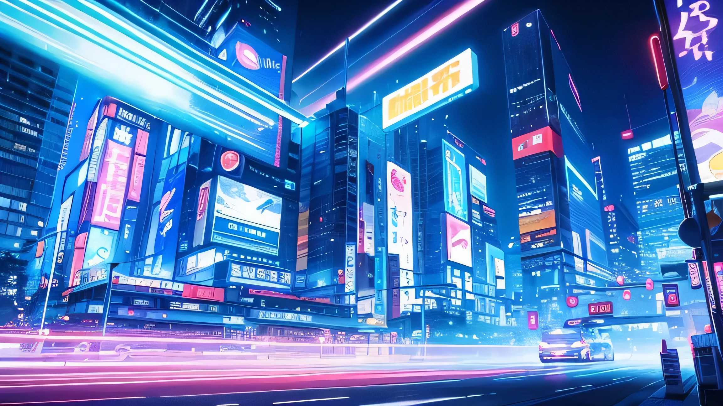 Highest quality、Neon lights at night、A landscape lit up with neon lights、Smooth Jam、The neon lights of the downtown area shine、