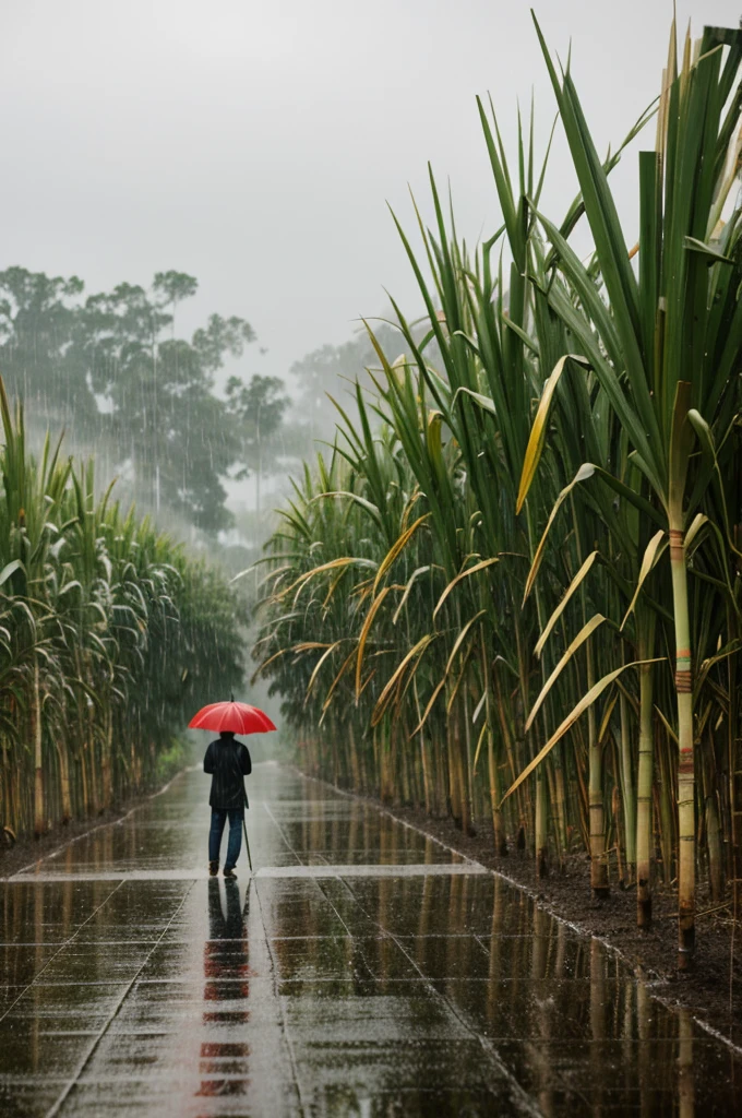 Sugar cane in the rain