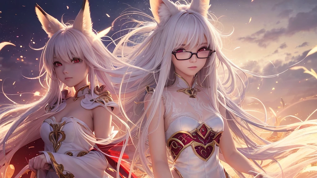 (8k, best quality, masterpiece:1.2), fire emblem genealogy of the holy war, diadora, lavender hair, wavy hair, delicate, long staff, white-based robe, beautiful girl, in the forest, glamorous, purple eyes, mystical, golden dragon, beautiful eyes,One Girl,((Beautiful smile)), Exposed shoulders, Dynamic Angle,magic,A sad expression,mysterious,Moon Goddess,Fluffy long hair,Gradient Hair,