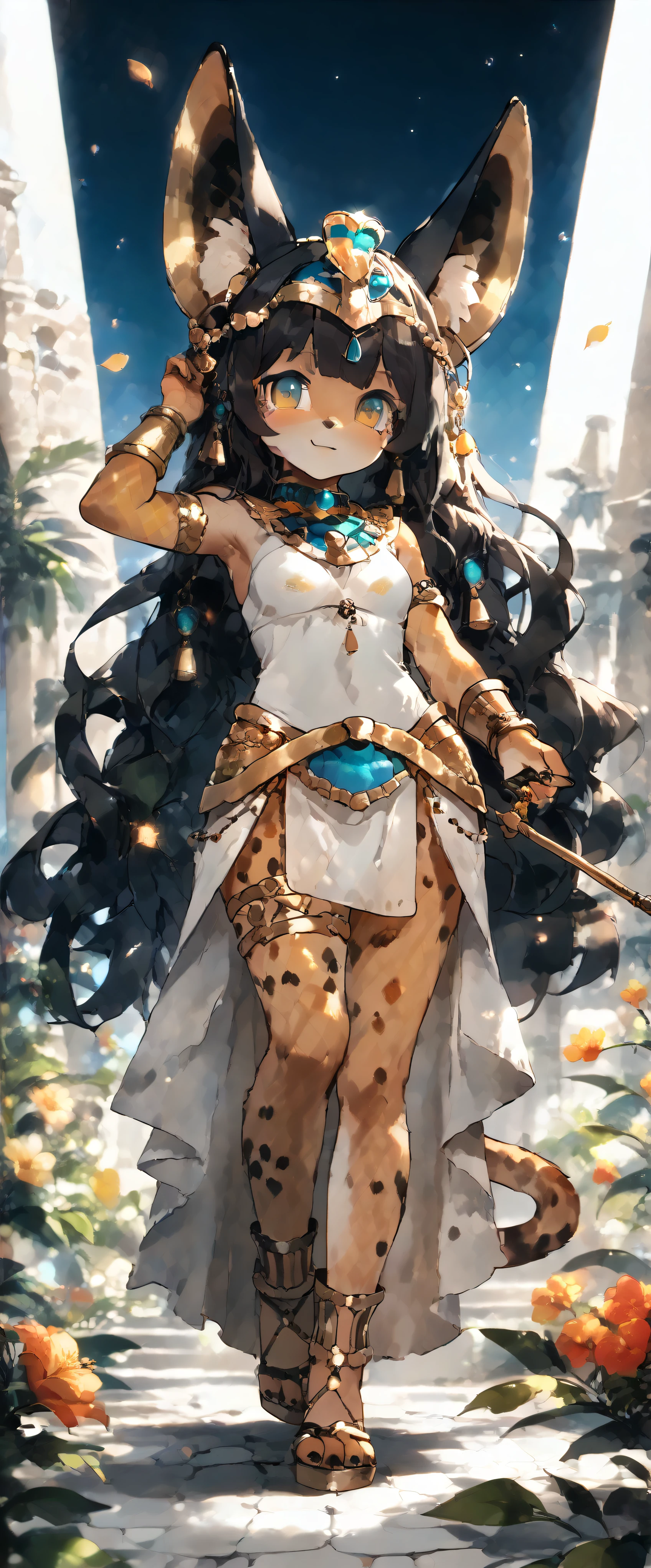(High resolution, best quality, masterpiece)), no clothes, solo, long hair over the shoulder, smile, delicate girl, tights, barefoot, standing, medium breasts ((nudenudenudenude))