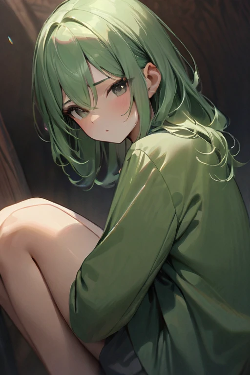 ((Best quality)), ((masterpiece)), (detailed), long green hair