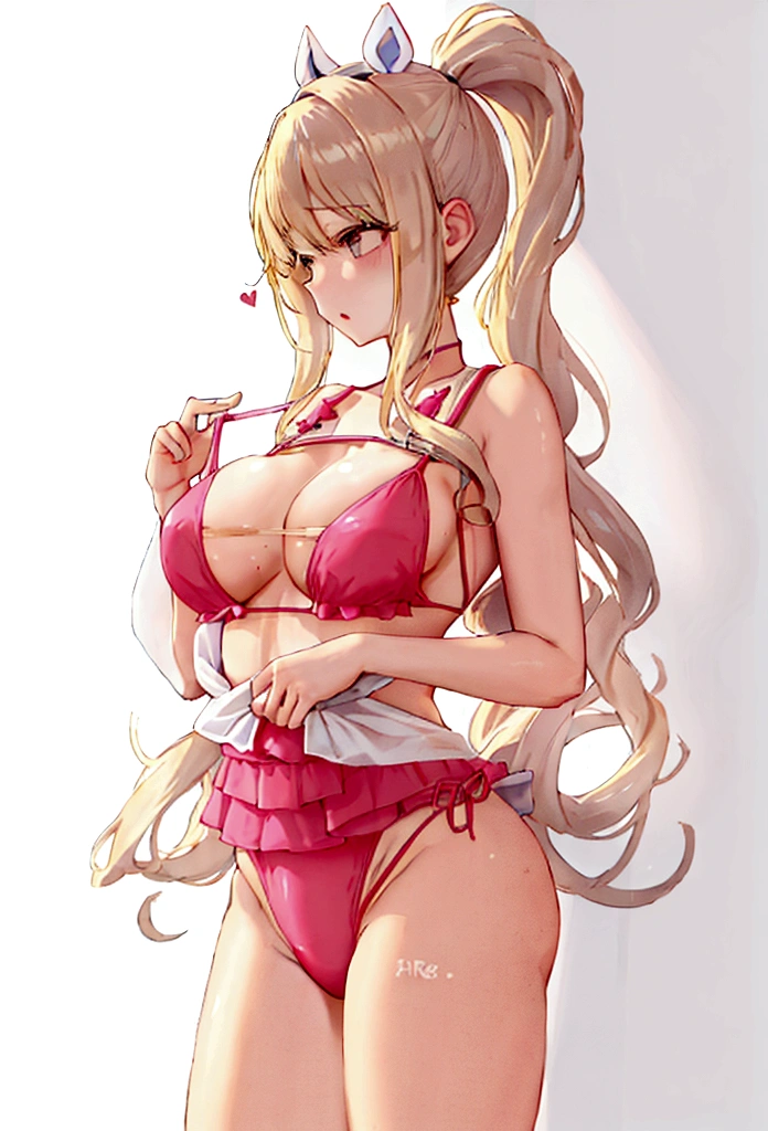 beautiful girl、Blonde、long hair、straight、Swimwear、Big Breasts