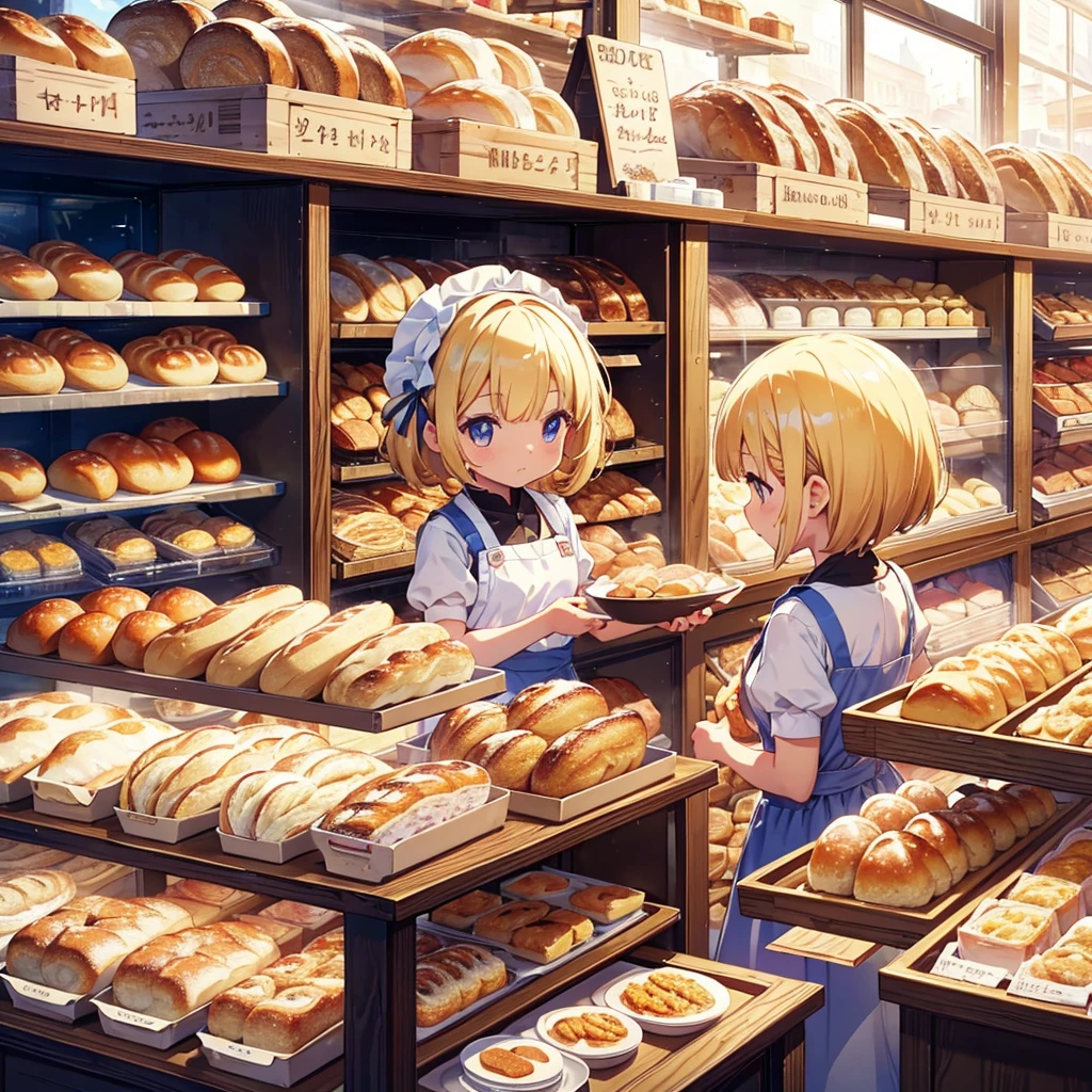 Super detailed, super high resolution, 64k, masterpiece, highest quality, beautiful eyes in every detail, high resolution background, bright and beautiful atmosphere, 3 girls (2 years old, 1 short-tempered round face), Chibi (1 child) ( hair)), surface effect), color effect), small breasts, blonde hair, bakery, lots of delicious-looking freshly baked bread lined up in the window, a girl in a bakery costume walks with bread on a tray. , There are many mini pigs in the store smelling the bread and looking hungry, deltamon_sdXL:0.73) >Deltamon Negative Prompt