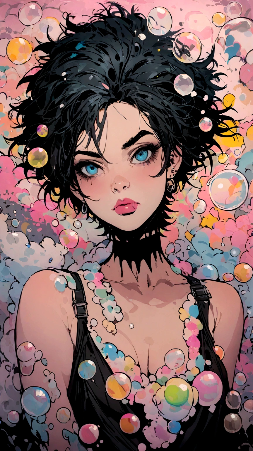 samdoesarts style drunk beauty plays the delirious person in the sandman, (Colorful soap bubbles that create hallucinations), author：Jeremy Mann, By Sandra Chevrier, author：dave mckean、richard avedon 和 maciej cuciara, Punk Rock, girl, High Detail, 8K