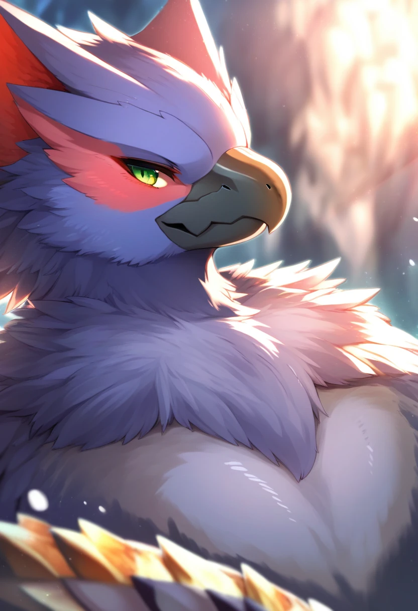 masterpiece, highest quality, highest quality,(Very exquisite beautiful face and eyes),(, kemono,),naked,Monster Hunter,( Nargacuga&#39;s facial features),forest,Detailed fur expression,Sticking out tongue,solo,Drooling,whole body,Open your mouth