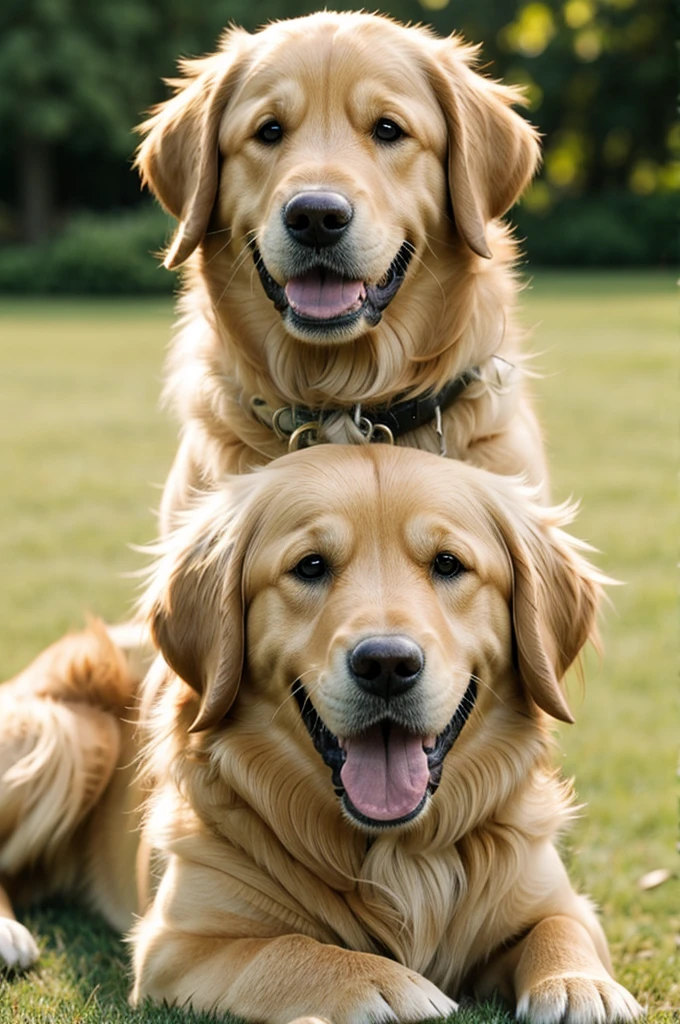 A Golden Retriever dog smiling very happy