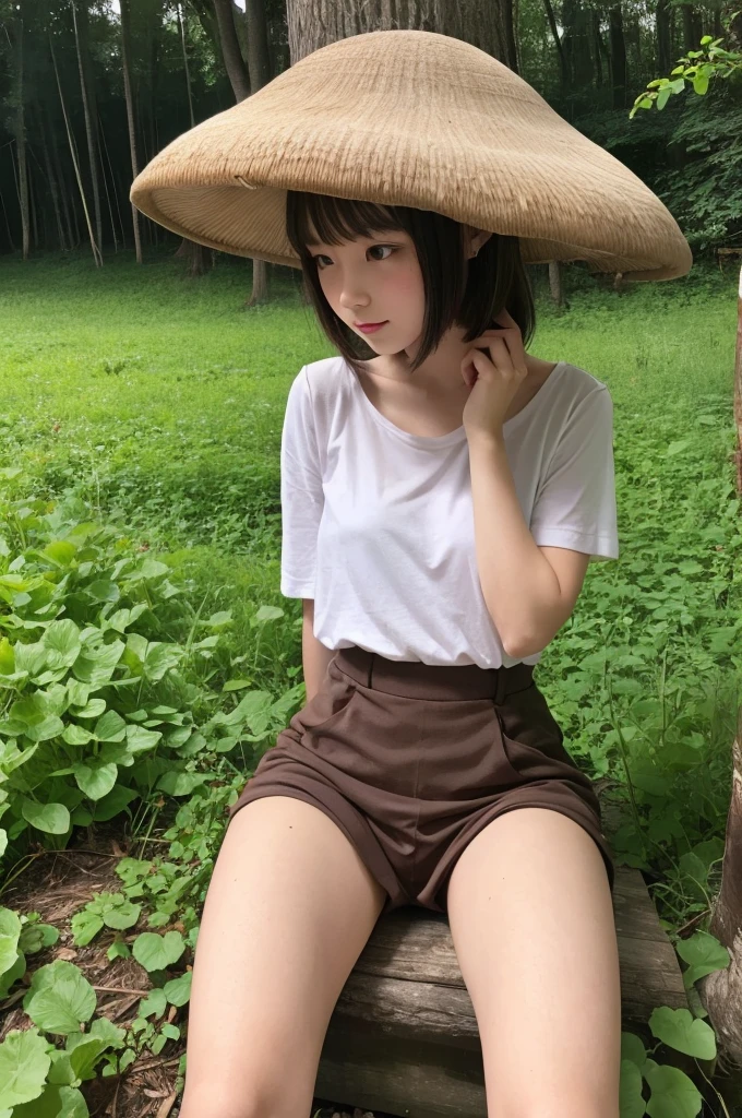 Mushroom girl growing from between her legs