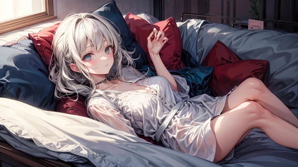 sick lady lying in bed