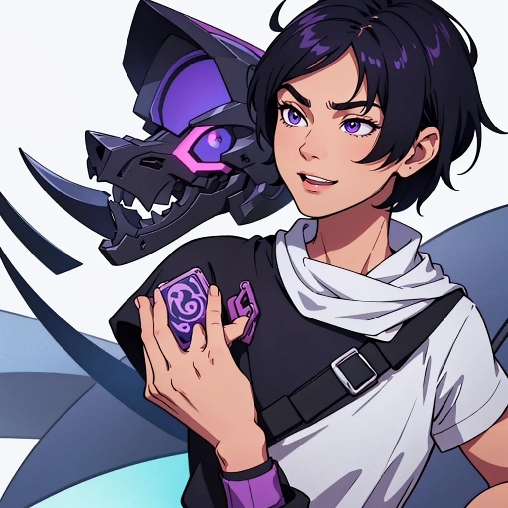full face visible, looking towards camera, looking forward, short black hair, highres, high resolution, masterpiece, wide purple eyes, talking, neutral face, confident, masterpiece, best quality, highres, 1 man, 1 person, 1 entity, Baro Shoei blue lock, extremely short hair, black hair, short hair, teenager, colorful hair, light background, full body, teenager, colorful parts, symbols, dark , bold, realistic mixing dark lines and loose lines, bold lines, on paper, human man, full body, imposing pose, stylish outfit, dark theme, handsome, attractive, boastful, standing, male, sharp chin, wide jaw, square face, white background, highres, high resolution, masterpiece, talking, speaking, mouth open, laughing, laughing a lot, eyes closed, eyes shut, eyes gone, full face visible, looking towards camera, looking forward,