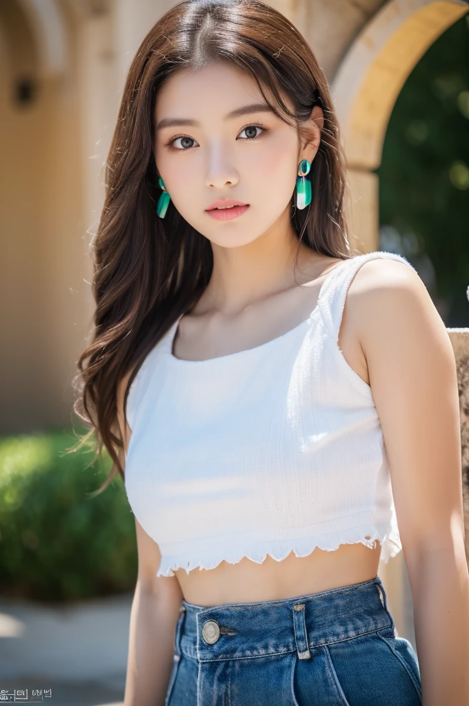 (8K, Raw-Foto, best quality, masterpiece:1.2),(realisti, foto realisti:1.4),(Hochdetailliertes CG Unity 8K-Hintergrundbild),(round face: 1.5), (detailed student:1.3),beautiful woman ,(boy, but very beautiful 25-year-old Korean, whole upper body, medieval Japanese estate, dressed in samurai armor, Cool eyes, relaxed look, cool colorful earrings, Looking forward,looking at the camera,Unforgettable eyes,The eyes are so beautiful.)