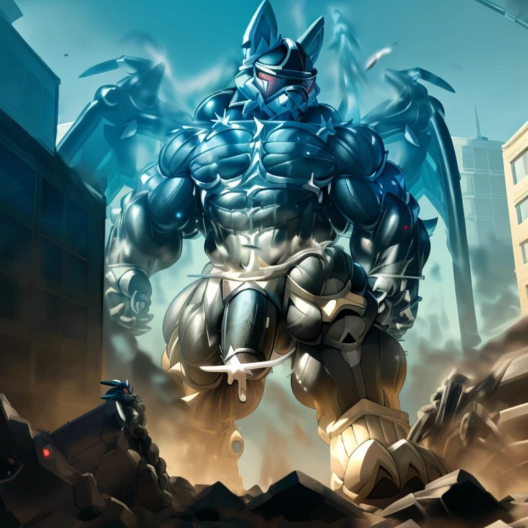 (masterpiece. official art. 8k. best quality. detailed full body. full body.)
(situation 1 : dominating LUCARIO. Height 1800m.)
(Additional details 1: wearing a full-face helmet. helmet is jet black. The color of NANOSUIT is jet black. high-tech bio-mecha armor. real texture material. whole body shines like metal. Wearing cyberpunk mecha. emphasizes the muscles. suit fully made of metal. intricate armor. Robotic suit. suit fully made of metal. NANOSUIT with the same design as LUCARIO.). (Lucario has 5 toes.)
(Additional details 2: (Detailed head. Detailed Body. Detailed abs. gigantic muscles. HYPER MUSCLES. Gigachad Muscular. big muscle. pecs. triceps. traps. unusually developed muscular body. body full of huge muscles. showing off muscles. pectorales enormes. Exaggeratedly huge muscles. huge muscles. long legs.).
(Additional details 3: nj5furry, Spread wings. It has wings. black have big wings. The claws are sharp. Sharp teeth.5 toes.). (Additional details 4: black color hyper penis. hyper black penis. big penis) (Additional details 5 : Spraying hyper cum up everywhere into the sky from his erect penis. wide spray of cum, covered in cum, cum splashing in front of camera, bukkake, earth is under a thick later of cum.) He is laughing defiantly. The penis is integrated into the armor.