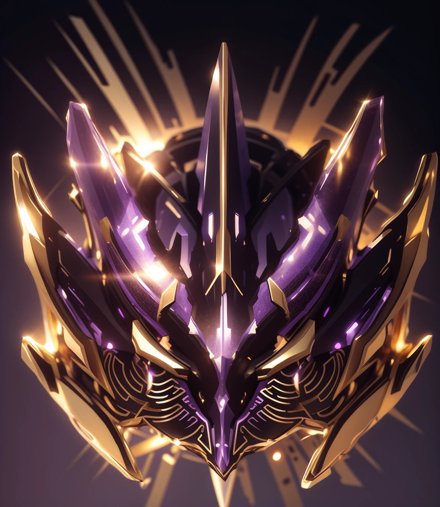 The whole face should have a transparent and elegant feeling,Purple crystal and gold lines as transparent state,There should be a lot of crystal effects like transparent crystal,Add some gold thread for decoration。The color changes to purple and gold,Some purple and gold(Ensure its layering and armor texture,Purple is the main color,Add some gold for decoration)