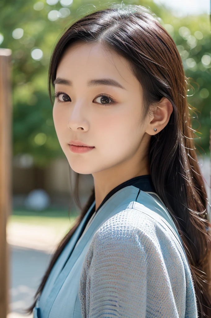 Medieval Japan, (8K, Raw-Foto, best quality, masterpiece:1.2),(realisti, foto realisti:1.4),(Hochdetailliertes CG Unity 8K-Hintergrundbild),(round face: 1.5), (detailed student:1.3),beautiful woman  ,(boy, but very beautiful 25-year-old Korean, whole upper body, medieval Japanese estate, dressed in samurai armor, Cool eyes, relaxed look, , Looking forward,looking at the camera,Unforgettable eyes,The eyes are so beautiful.)