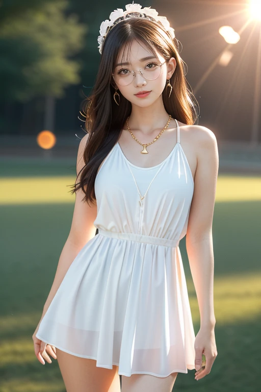 Shy woman in the rainy night，(8K 超高清、Digital SLR Camera、Soft Light、high quality、Volumetric Lighting、frank、photo、high resolution、4K、8K、Bokeh)，(Rich details on the eyes and face，warm color, Very saturated colors，Show a charming smile, Little cherry mouth, Balanced Eyes, Perfect facial features，Perfect face, Pretty Face, black eyes，Skin is transparent and visible, White Zepi, cosmetic, (Glasses), earrings，Frontal chain，necklace, Jewelry，Headdress，Hair accessories)，(Create stunning images of real girls, warm light, Dynamic poses, Elegant Posture, Cowboy lens, Full body front view，Looks confident from the front，Body facing the camera，Standing posture facing the camera，Open your legs slightly，Golden Ratio Graphics，Minimalism, Athlete&#39;s physique) ,Chinese beautiful female models，Brown hair，Waist-length hair，Messy Hairstyle，,Gradient hairstyles，Cyberpunk hairstyle，(Transparent clothes：1.5)，Red clothes，Thin clothes。Transparent mesh clothes，Transparent clothes，Transparent red swimsuit，（Sexy，Perfect breast shape、very detailed breasts，34E cup），No underwear, (Super high waist，Waist hollow，leaven), Black socks, (Transparent knee socks、吊garter，Leg ring，garter、腿部garter，Waist ring), (wet，wet clothes) 