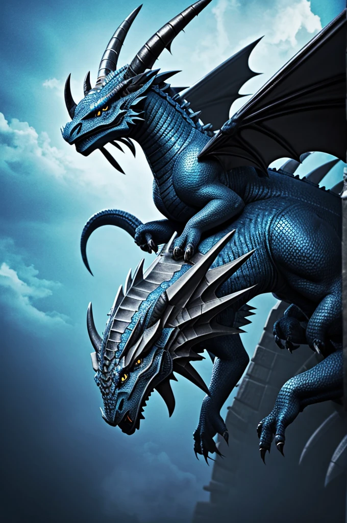A huge blue wyvern 