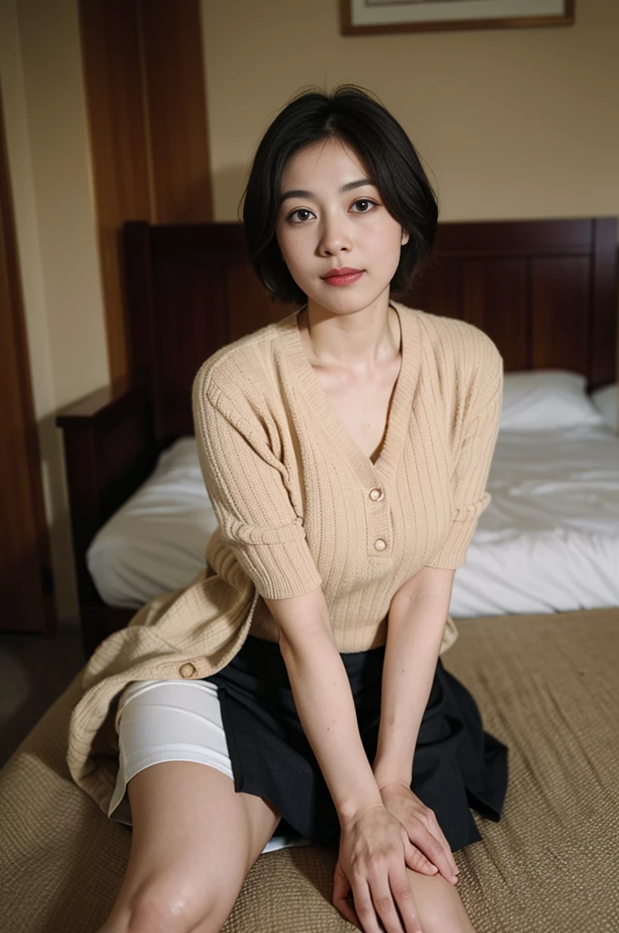 (Highest quality, High resolution, masterpiece :1.3), skirt, The beginning of the sparrow, short hair, Sitting, girl, Lie, Bedroom, Book, Fine grain, double eyelid