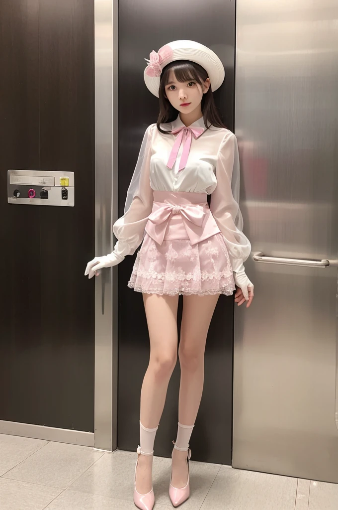 (Realistic, photo-Realistic:1.37), Unbelievably absurd, (Very detailed:1.3), 8k, (masterpiece), (highest quality:1.4), (Ultra-high resolution:1.2), (RAW Photos:1.2), Very detailedな背景,、Japanese Girls、 (unity 8k wallpaper), 1 nogizaka girl, very cute, (bishojo:1.35), (17yo:1.4), (white, My black and pink fashion), (Delicate and beautiful face, eye, skin), (Beautiful dress with intricate details), Gothic Maid, (Big Breasts), (Thick black shiny hair), (Elegant frills), (Blue rose hair accessory), (Smiling for the camera), whole body, Street view, Professional Lighting, 1 girl, (Light pink hair)、woman raising her legs,Towering higher than you, Looking down on you,View from below、Dominant Gaze、looked down upon、Trampling、Intimidating、Taunt、Saucy、Grin、(Platform boots)、(Shoe sole details)