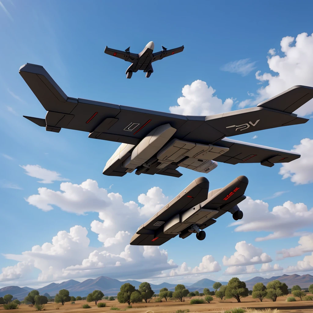 UCAV is flying in the skies.