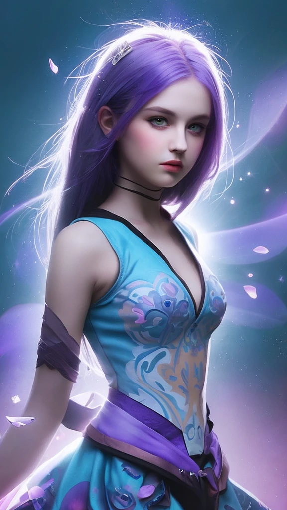 Please make the image of the woman below look like a photograph.。
Photo-like image with anime-style characters Image size:
9:16、TikTok Styles and Poses:
- The character's face is positioned at the center of the image、Place the image so there is some space at the top、Sit in the center、Image of a woman holding a blue jewel heart in both hands and with translucent, glossy lips、Deep blue eyes and silver bob haircut、Delicate fringe on forehead, blue flowers in hair, kimono-style clothing、Bright colors and floral designs on shoulders、Her chest is hidden by her kimono. Background and effects:
-Petal-like pattern in the background、Blue and purple color scheme with light particles and blurry light effects around、Light is subdued - Radiating halo behind the character. Detail and texture.:
- The character's skin has a smooth, silky texture - The heart is a transparent blue gem - Vivid colors and high contrast overall