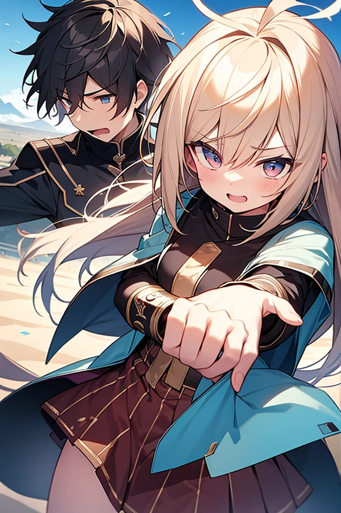 anime style, super fine illustration, highly detailed, dynamic angle, beautiful detailed, 8K, In the midnight, on a 火星 with the midnight over the desert, BREAK a couple is running angry. The woman is leading, and the man is chasing her. BREAK Both are angry broadly, their laughter echoing. BREAK The desert are shimmering hardly, and the sky is dyed black.chibi chibi chibi chibi chibi,loli loli loli loli loli,masterpiece masterpiece masterpiece,best quality best quality best quality best quality best quality,8K,16K,super fine illustration,detailed background,detailed shiny skin,beautiful background,BREAK,army around,army jacket,holding_weapon,BREAK perfect face,perfect hands,