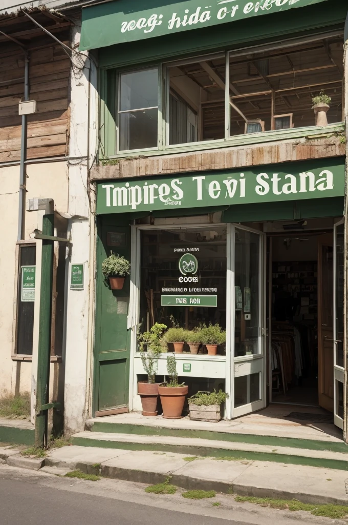 a logo about a thrift store with earthy tones and moss green where the name of the store is Ropa reciclada and below it describes in Spanish that it is a sustainable thrift store 