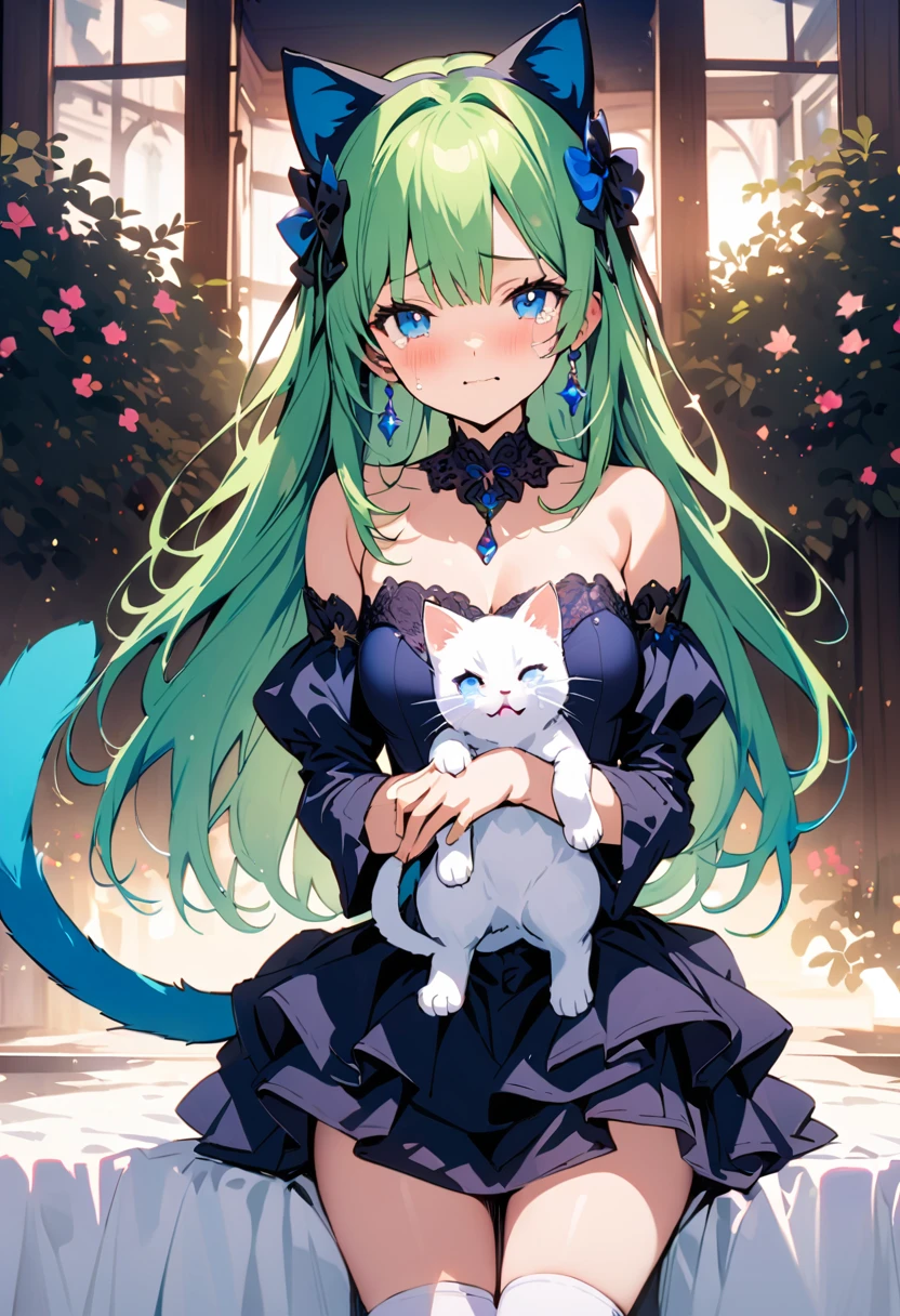 masterpiece, Highest quality, Illustrations for novels, High resolution, 18+ Adult content, Sensual, Intimate, Emotional, Passionate, romantic, sweet, Adorable, Innocent, Pure, Enchanting, Enchantingな, attractive, mysterious, Enchantingな, Enchanting, Immersive, Enchantingな, dream-like, Surreal, Imaginative, Whimsical, Artistic, Avant-garde, timeless, elegant, Sophisticated, chic, Sophisticated, Individuality, original, Enchantingな,One girl,Deltamon_beta, alone, blue eyes, Knee socks, Animal ears, Bare shoulders, Blue Tail, Earrings,Removable sleeves, Green Hair, No sleeve, Cat ear, bag, white Knee socks, Cat's Tail,pink backpack,Pink school bag,(Cheetah Dress:1.3), Paired with ivory tights and Mary Jane shoes.
rest ((Avoidance method ((kitten)), Crying face))