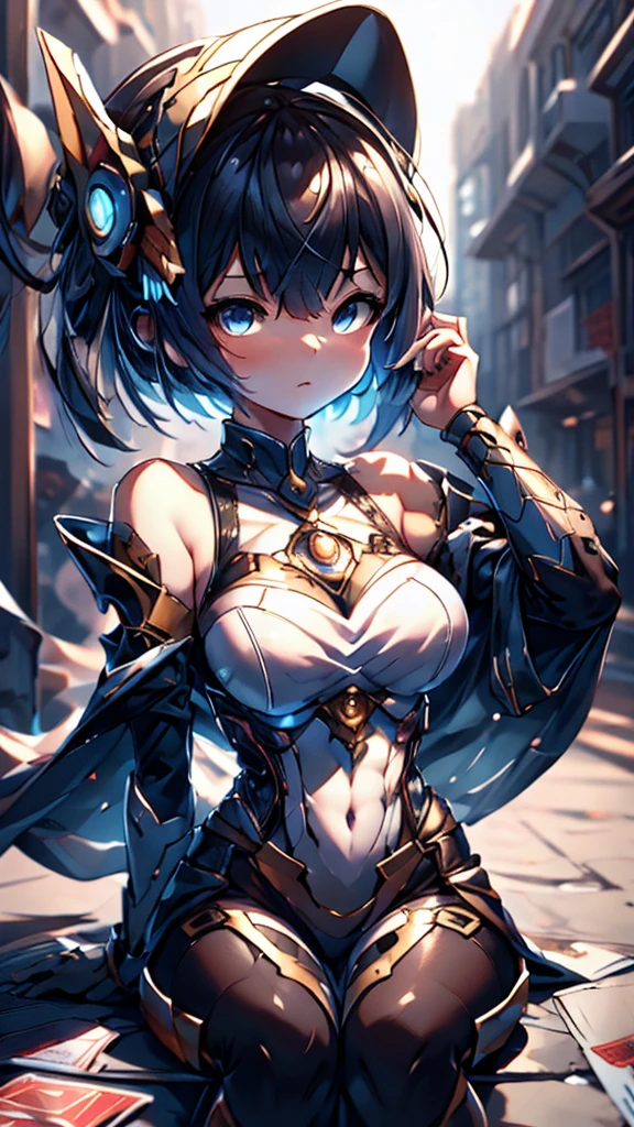 3D render highly detailed, so cute beauty young woman in a refined wonderful orned armor, detailed perfect face, yellow cat eyes, braids, messy hair, spiked hair,soft lighting "HDR lightning", intricate artwork masterpiece, magazine, vogue painting, intricate body, ultra high quality model, octane render perfect , 8k, sharp focus, midnight aura, cinematic illumination