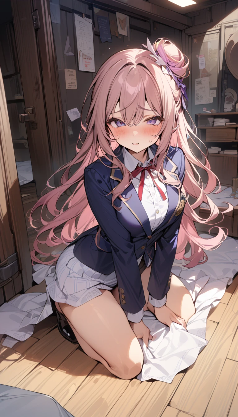Pink hair anime girl lying in bed with cat, soft anime illustration, Anime visuals of cute girls, Seductive Anime Girl, zerochan art, marin kitagawa fanart, Smooth Anime CG Art, guweiz on pixiv artstation, Top Rated on pixiv, digital art on pixiv, artwork in the style of guweiz, Nightcore Fushime、Lack of strength in the eyes、Do not draw contours、Pale watercolor、