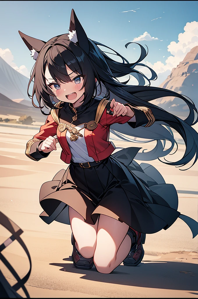 anime style, super fine illustration, highly detailed, dynamic angle, beautiful detailed, 8K, In the midnight, on a 火星 with the midnight over the desert, BREAK a couple is running angry. The woman is leading, and the man is chasing her. BREAK Both are angry broadly, their laughter echoing. BREAK The desert are shimmering hardly, and the sky is dyed black.chibi chibi chibi chibi chibi,loli loli loli loli loli,masterpiece masterpiece masterpiece,best quality best quality best quality best quality best quality,8K,16K,super fine illustration,detailed background,detailed shiny skin,beautiful background,BREAK,army jacket,holding_weapon,