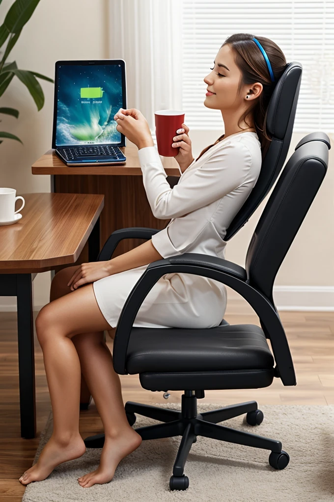 Heated chair, , cup holder ,voice assistant with Bluetooth, with charger ,massager , rotating, correct posture