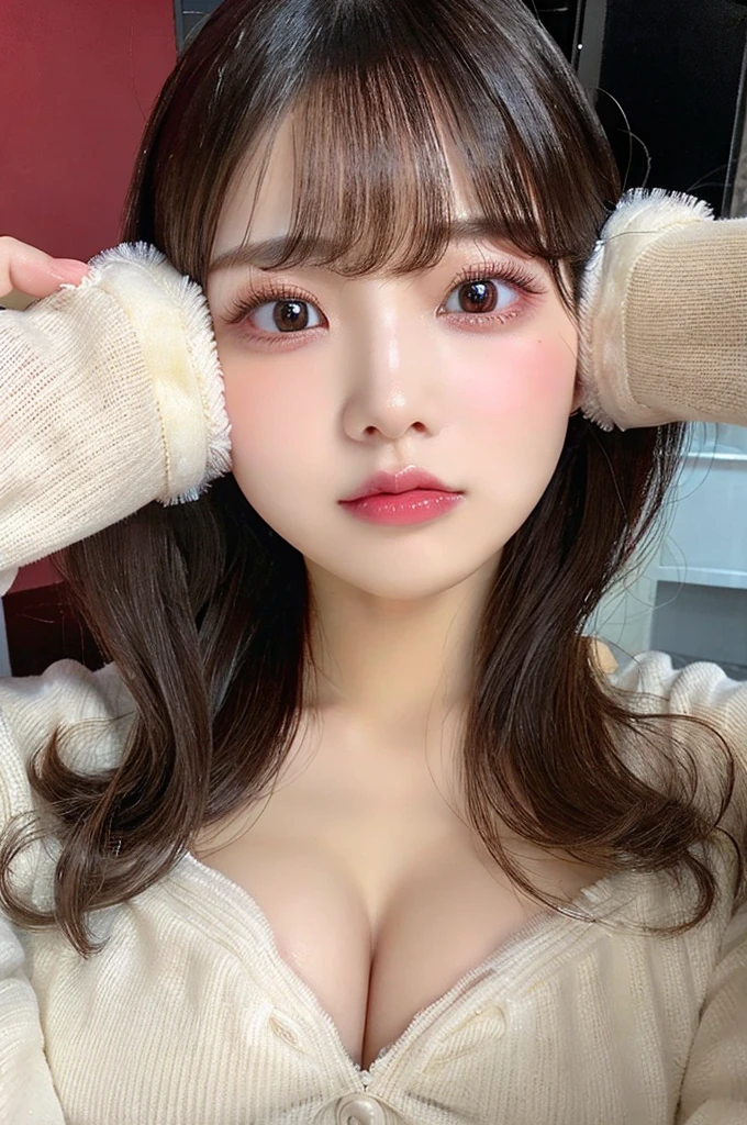 ,（Open your mouth、A lot of milk in the mouth、、valley）、Beauty、double eyelids、Tear bags、Big, round eyes、Long eyelashes）、highest quality
