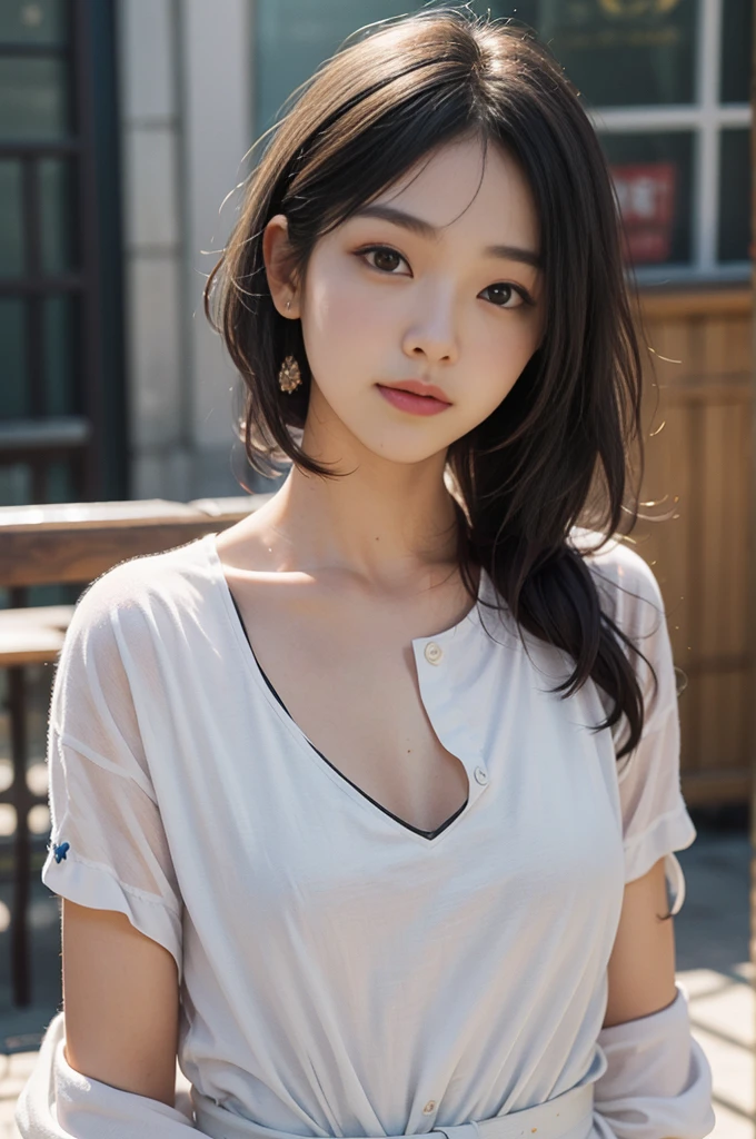 Best image quality、超A high resolution、Tabletop、Photo quality(Realistic:1.8)、pores、Accuracy、Japanese women、15-year-old girl、Black-haired、Cute dimples、Young Face、cute、Short Bob、Slender girl、Small breasts、 Flat breast、To the camera、Turn your body forward、Cross one&#39;s arms、Gravure Beautiful Girl、Fresh green park、On the grass、blue sky、white雲、Light of the sun、Reflective plate、white、Laughing with your mouth open、Ecstatic expression、white歯、Happily、Look straight ahead、