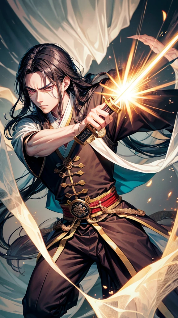 The ghost of Liu Qingyun appears as a young man in traditional Chinese clothing. He has long black hair, pale skin and eyes, full of sadness and anger. He often carries a sword with him, which was given to him by the master.