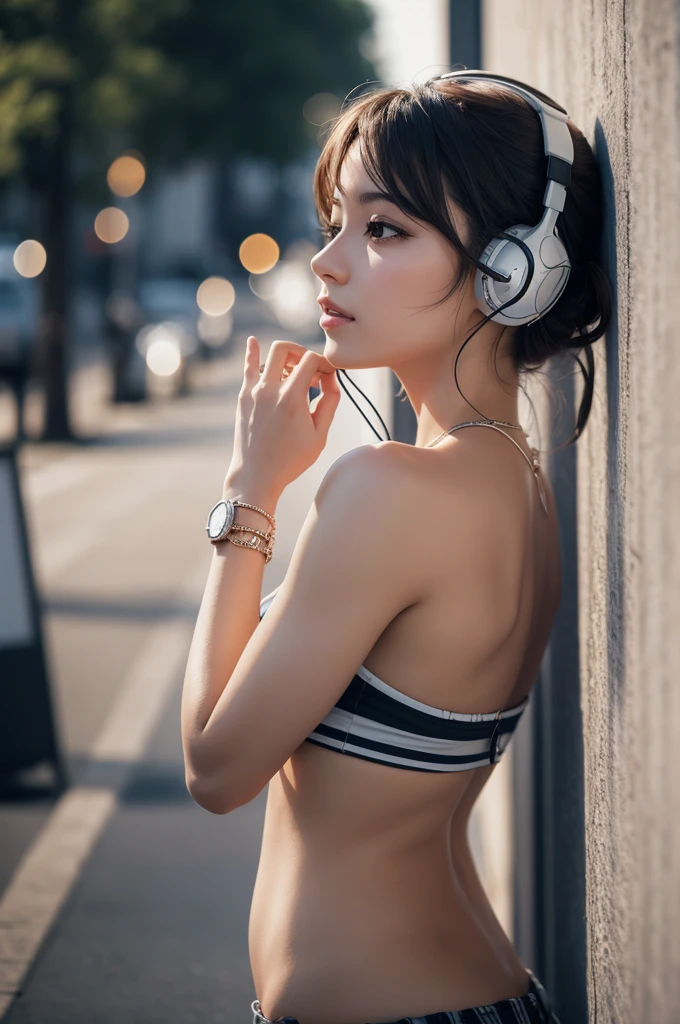 a woman listening to music wallpaper