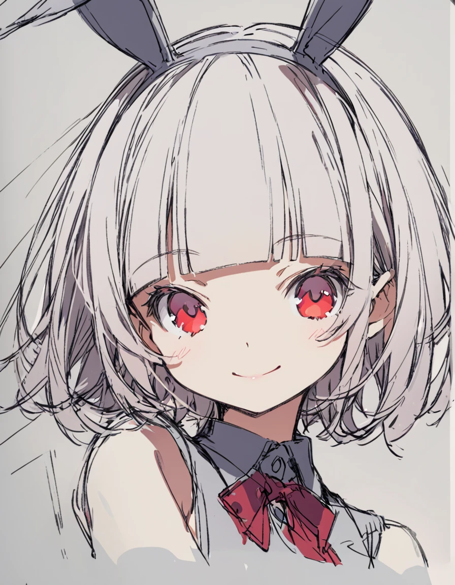 ears girl(Sketches), (Open Close), (Small body), (White Hair:1.5) (Short Hair:1.4), (Red eyes)(Blunt bangs:1.3)smile