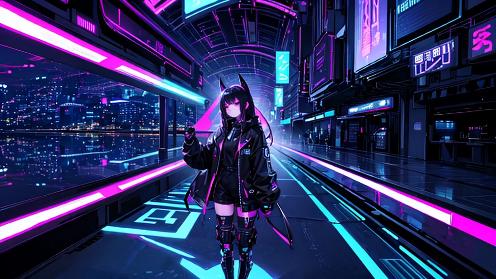 Neon City、cyber punk、Decadent、wide area、scenery、night、Future、dark、Dark Techno、Chillout、cyber punk