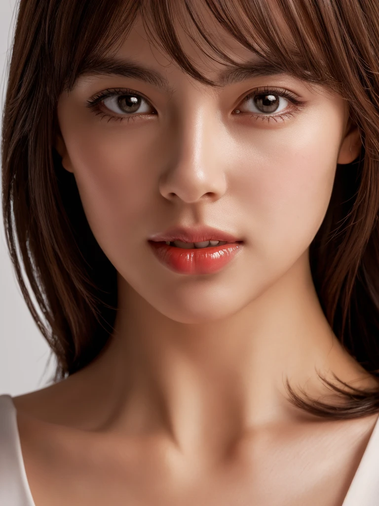 masterpiece, highest quality, Photoreal, super detailed, finely, High resolution, 8k wallpaper, Professional, High level details, 1 girl, ((facing the front)), ((vermilion lips)), detailed clavicle, perfect face, straight hair