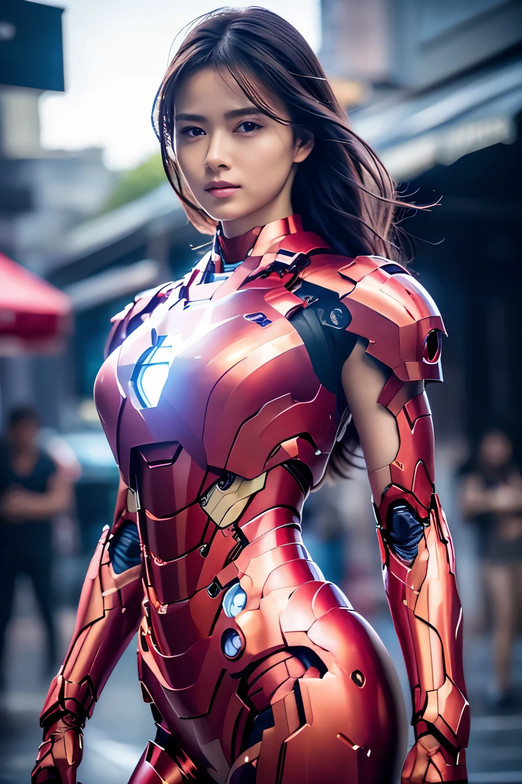 1girl Wearing bikini Iron Man mecha,Like Iron Man,bikini armor, revealing a sexy lower abdomen, with full body metal armor, bare belly, belly open, Completely exposed abdomen,midriff,stomach,beautiful girl, super high resolution (photorealistic: 1.4), cosmetics, ground stay, realism, cinematic lighting, ray tracing, anatomically correct, textured skin, High Detail, Award Winning, Best Quality, 8K, Super Detailed, Stunningly Beautiful,, Dynamic Poses, Refined Faces, Vibrant Eyes, High Detailed Skin, Realistic Skin Details, Visible Pores, Sharp Focus, Volumetric Fog , 8k Ultra HD, DSLR, High Quality, Real Skin, Photo Realism, Photography,