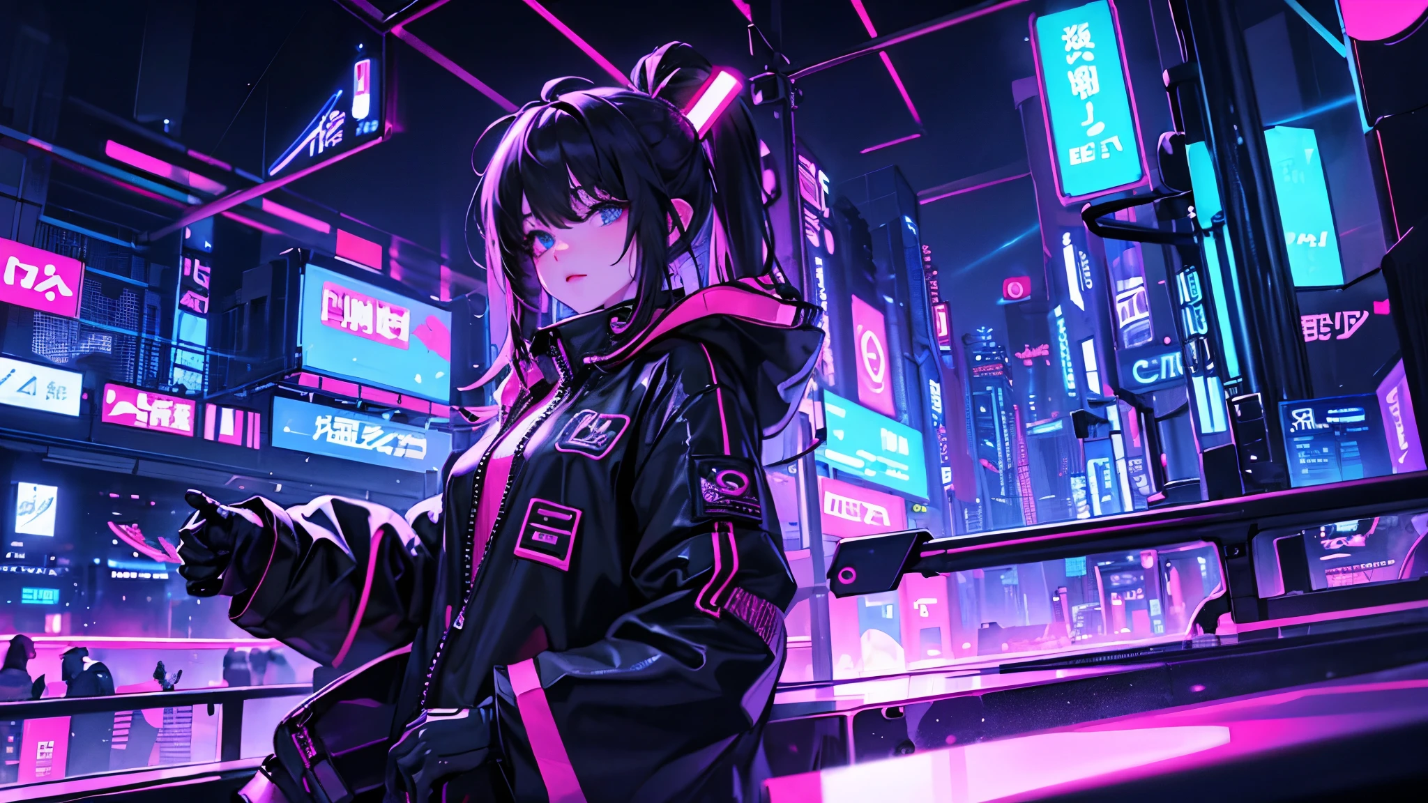 Neon City、cyber punk、Decadent、wide area、scenery、night、Future、dark、Dark Techno、Chillout、cyber punk