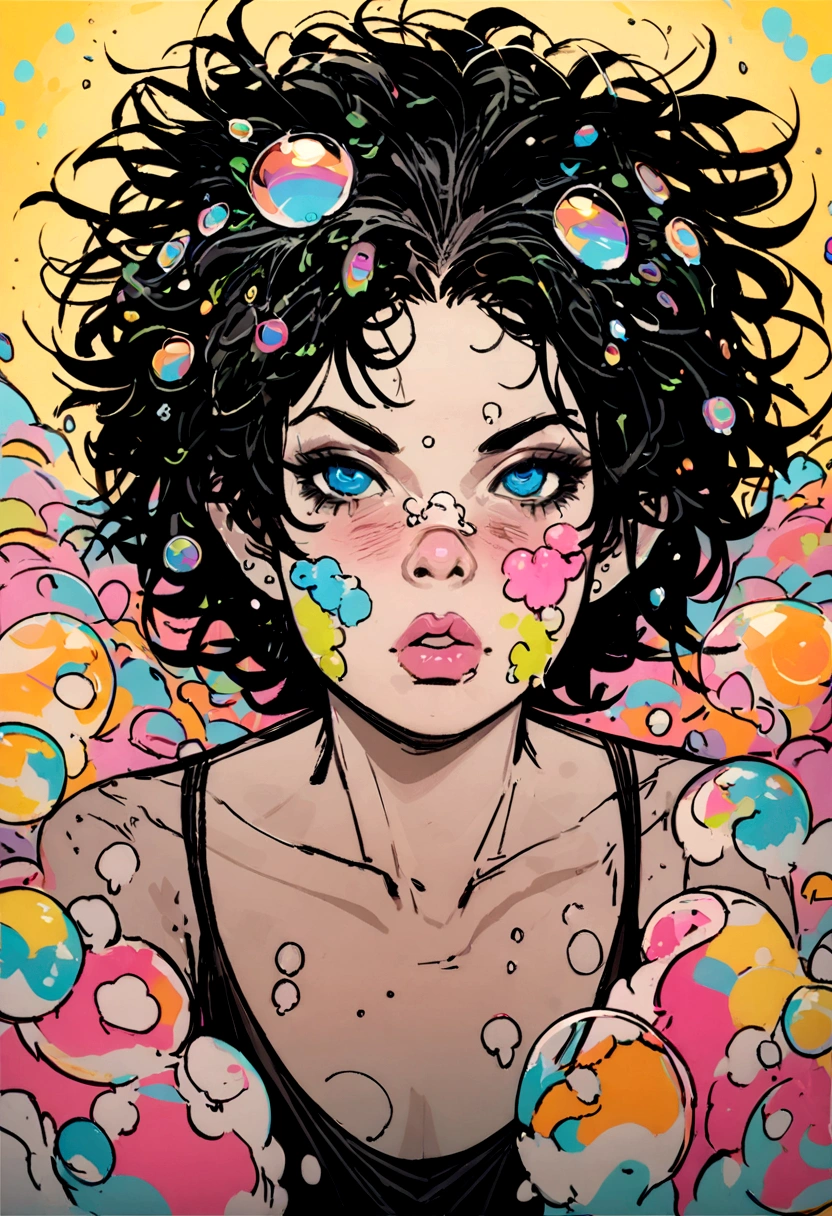 samdoesarts style drunk beauty plays the delirious person in the sandman, (Colorful soap bubbles that create hallucinations), author：Jeremy Mann, By Sandra Chevrier, author：dave mckean、richard avedon 和 maciej cuciara, Punk Rock, girl, High Detail, 8K