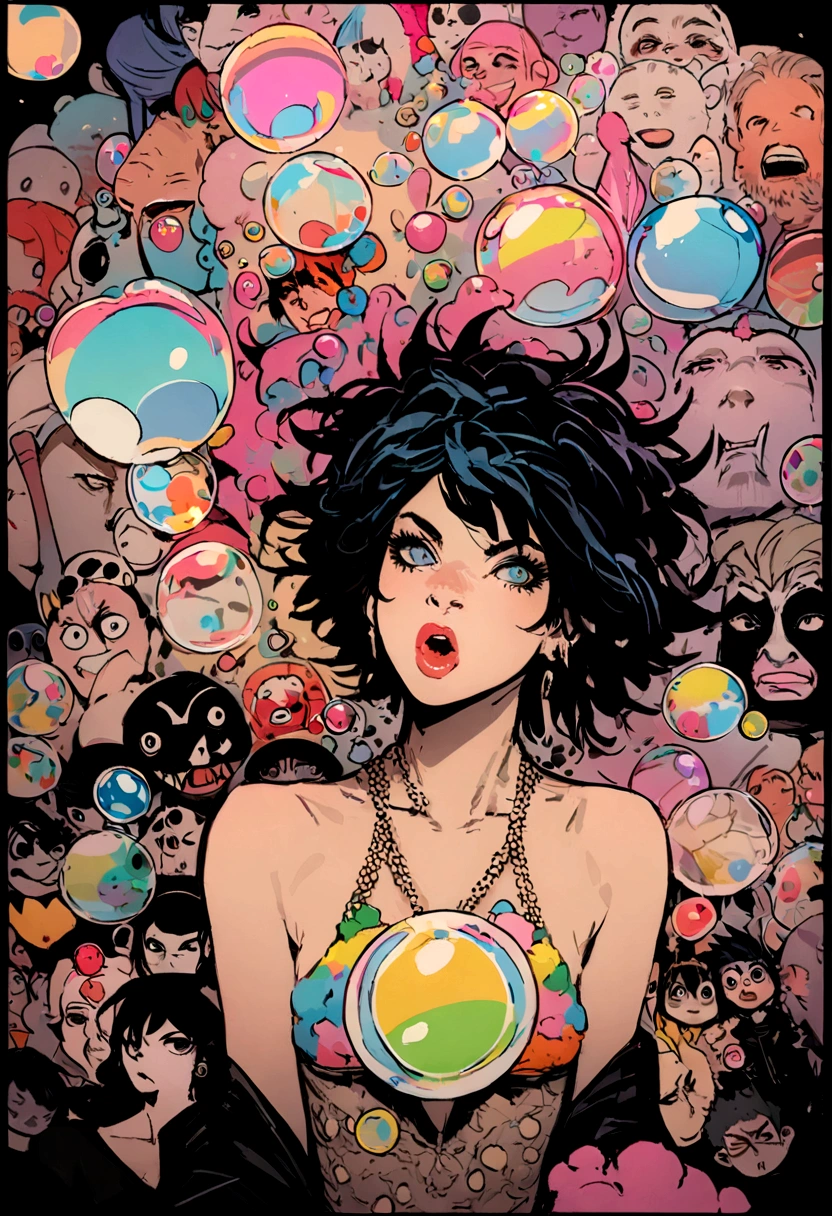 samdoesarts style drunk beauty plays the delirious person in the sandman, (Colorful soap bubbles that create hallucinations), author：Jeremy Mann, By Sandra Chevrier, author：dave mckean、richard avedon 和 maciej cuciara, Punk Rock, girl, High Detail, 8K
