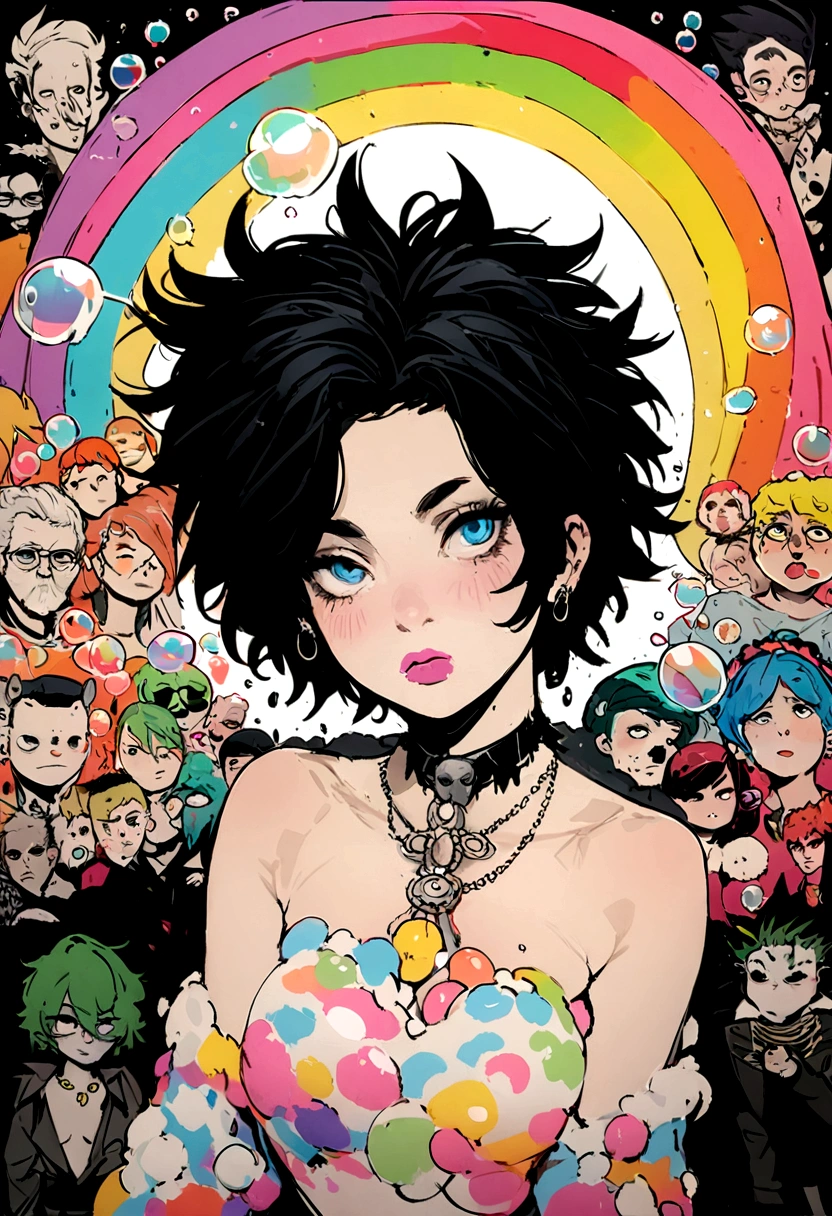 samdoesarts style drunk beauty plays the delirious person in the sandman, (Colorful soap bubbles that create hallucinations), author:Jeremy Mann, By Sandra Chevrier, author:dave mckean、richard avedon 和 maciej cuciara, Punk Rock, girl, High Detail, 8K