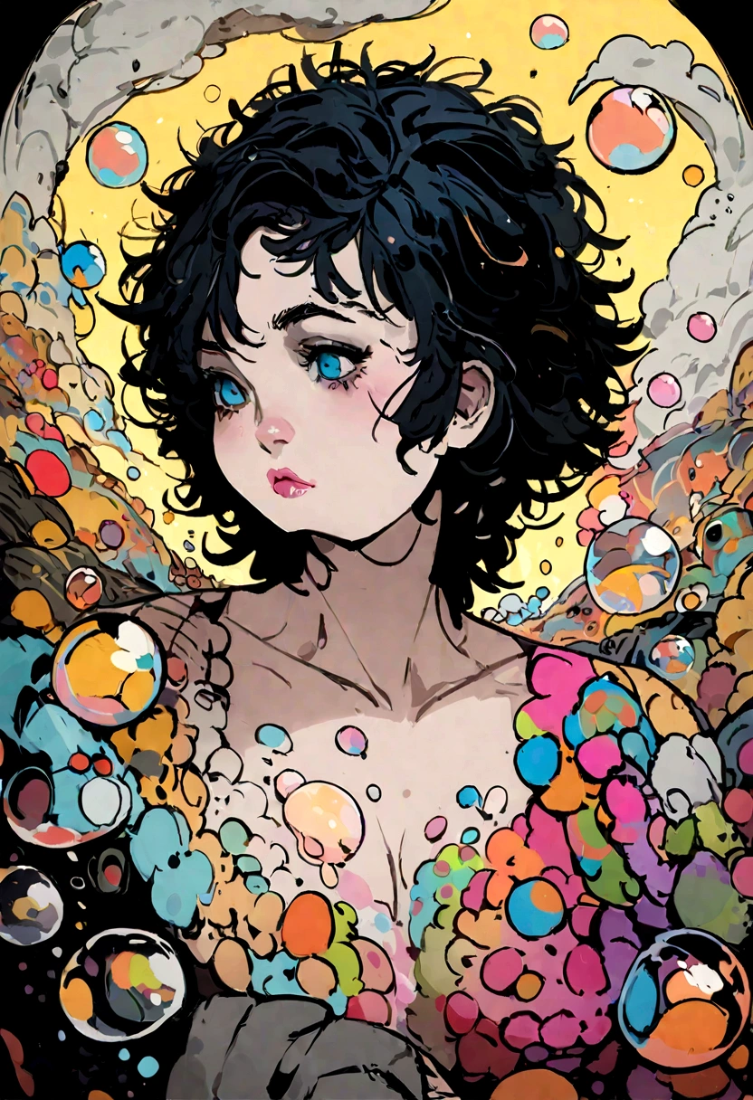 samdoesarts style drunk beauty plays the delirious person in the sandman, (Colorful soap bubbles that create hallucinations), author：Jeremy Mann, By Sandra Chevrier, author：dave mckean、richard avedon 和 maciej cuciara, Punk Rock, girl, High Detail, 8K