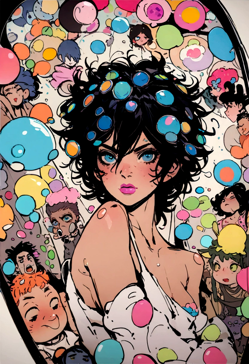 samdoesarts style drunk beauty plays the delirious person in the sandman, (Colorful soap bubbles that create hallucinations), author:Jeremy Mann, By Sandra Chevrier, author:dave mckean、richard avedon 和 maciej cuciara, Punk Rock, girl, High Detail, 8K