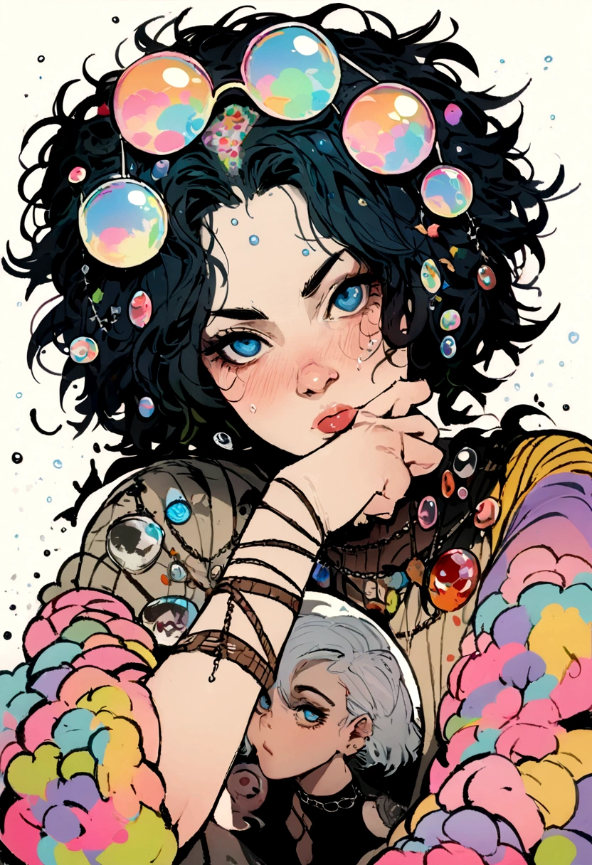 samdoesarts style drunk beauty plays the delirious person in the sandman, (Colorful soap bubbles that create hallucinations), author：Jeremy Mann, By Sandra Chevrier, author：dave mckean、richard avedon 和 maciej cuciara, Punk Rock, girl, High Detail, 8K
