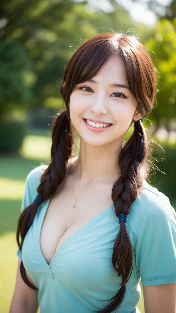 cute、young woman、V-neck、Beautiful breasts、Random Hair、smile、Cleavage、Cosplay、event、Beauty、sex appeal、summer、1 person、Twin tails、